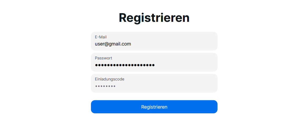 Sign up process with invitation key